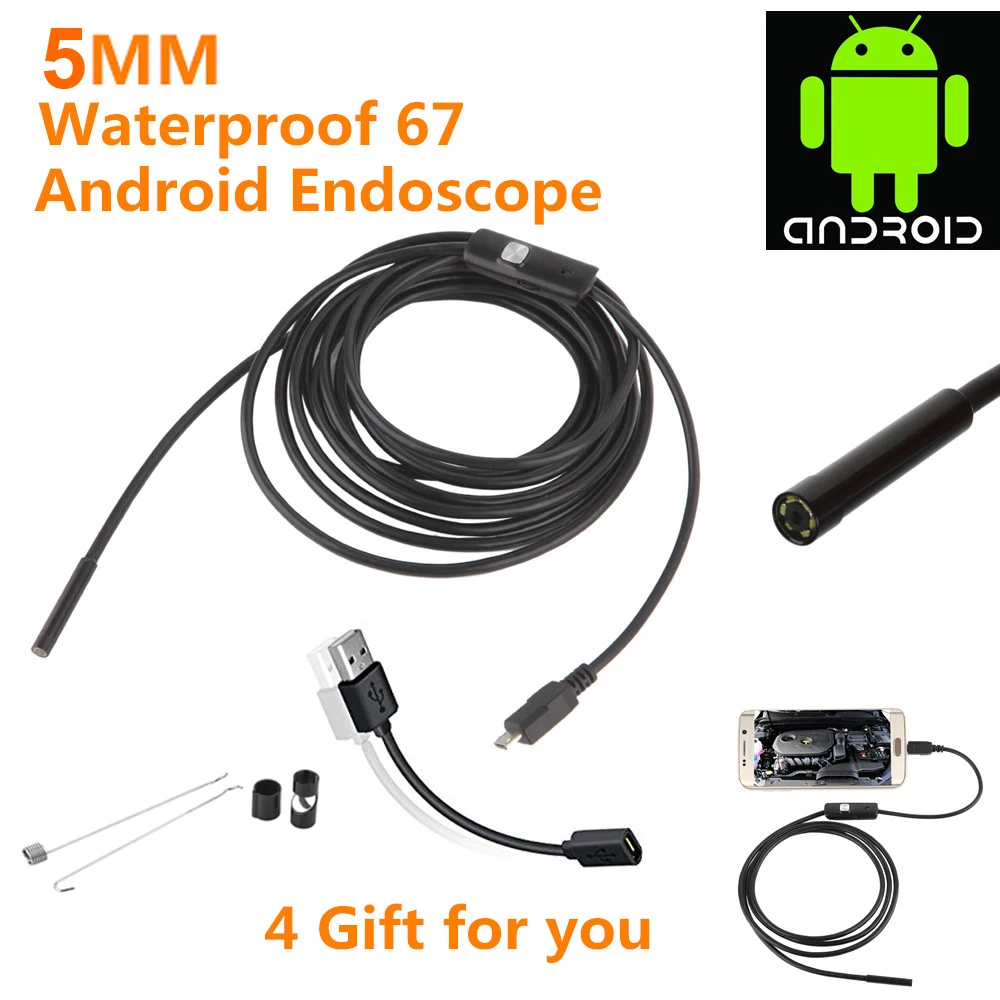 5.5mm lens 5 мм 2 м Android эндоскоп камера IP67 Водонепроницаемый поддержка OTG и UVC Смартфон HD змея мини Usb эндоскоп для автомобиля/PCB/обнаружения ушей - Цвет: 5.5mm lens