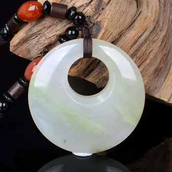 

Natural jade donut pendant necklace