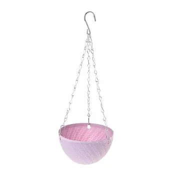 

Round Plastic Hanging Basket Flower Pot Garden Plant Planters Chain Decoration Rattan Woven Plastic Hanging Orchid Pot