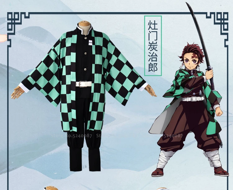 Японский демон Slayer парик Аниме Косплей костюмы Kimetsu No Yaiba Униформа Kamado Tanjirou Nezuko кимоно Agatsuma Zenitsu халаты