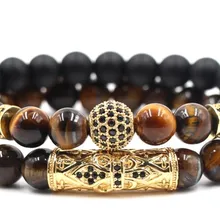 8 мм 2 шт./компл. tg3 эластичный отрегулированный натуральный тигровый шарик морозный Агат Оникс микро проложить cz Циркон кубический цирконий браслет