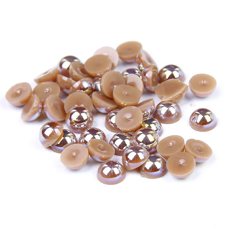 

Free shipping~ Light Coffee AB Color 1.5mm,2mm,4mm,6mm,8mm,10mm,12mm Flat back ABS Round Half Pearl, plastic half pearl beads