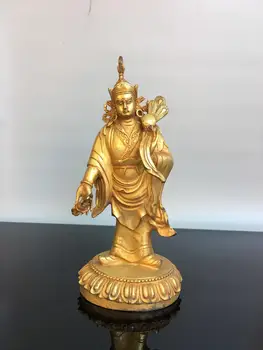 

Wedding Decoration 9" Tibet Buddhism Temple bronze Gilt gold Guru Padmasambhava Buddha Statue Pema Jongnai Statue Indian monk