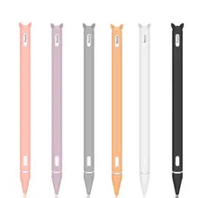 Housse mignonne en silicone anti défilement pour slylet iPad, étui de protection jolie à oreille de chat, bouchon Nib, 
