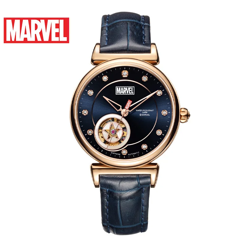 Disney Marvel механические часы Капитан Америка сталкинг тренд женские часы Автоматические самоветер Водонепроницаемость