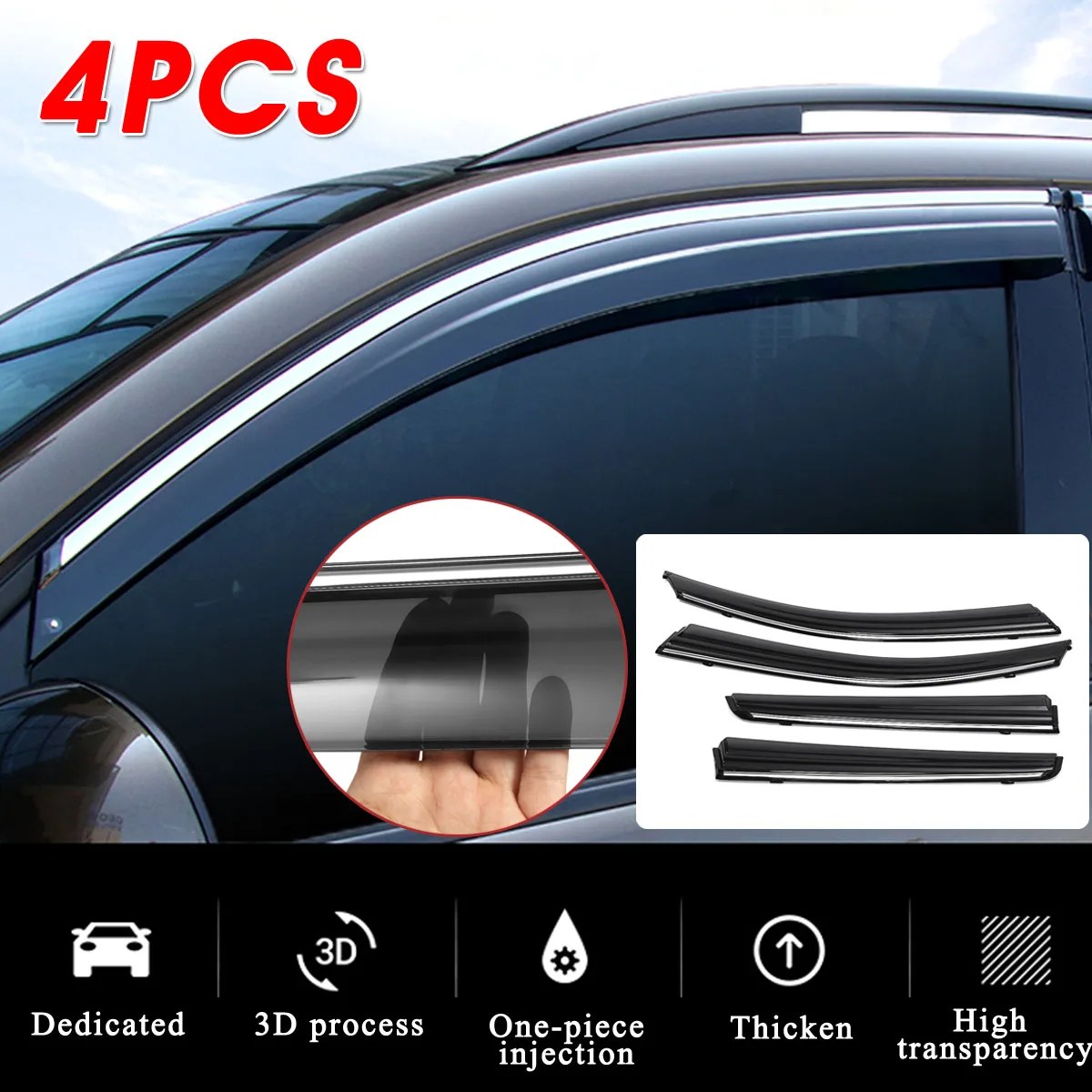 

Audew 1Set Car Window Visor Awnings Auto Rain Sun Guard Deflector Vent Shade Cover Fit For Mitsubishi Outlander Sport 2011-2019
