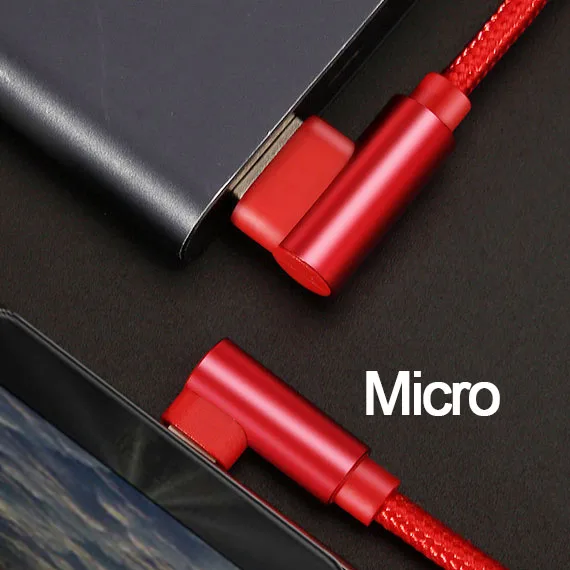 Вы первый микро usb type C кабель 90 градусов быстрая зарядка Usb-c кабель type-c шнур данных зарядное устройство для iPhone 8 X samsung Xiaomi - Цвет: Red for Micro USB