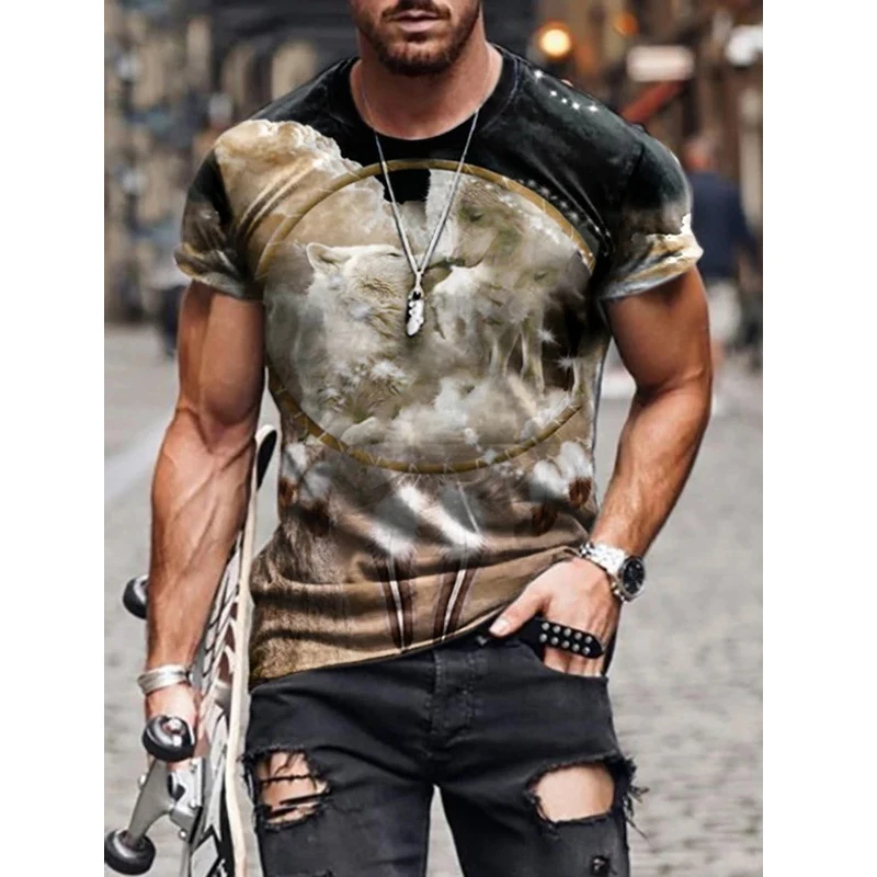 

2022 New Men's T Shirt Animal 3d-print T-shirt Tracksuit Street Clothes Short Sleeve O-Neck Tshirt Fashion Casual Top Tee S-3XL