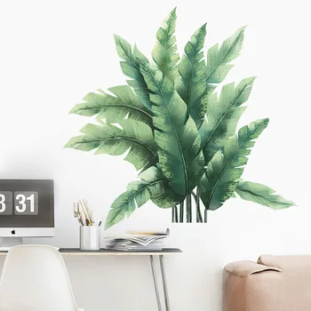 

Removable Green Banana Leaf Wall Stickers for Living room Bedroom Plants Vinyl Self-adhesive Decals Wall Decoration Home Decor
