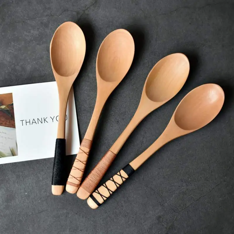 

Tableware Non-Slip Wooden Rice Spoon Home Kitchen Soup Spoons Eco Friendly Table Dinner Spoon Cucharas De Madera Accessories