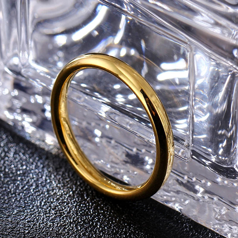 JR208 Gold 3mm 1 шт. крошечное тонкое кольцо 3 мм для мужчин и женщин из титана черного цвета - Цвет основного камня: JR208 Gold 3mm