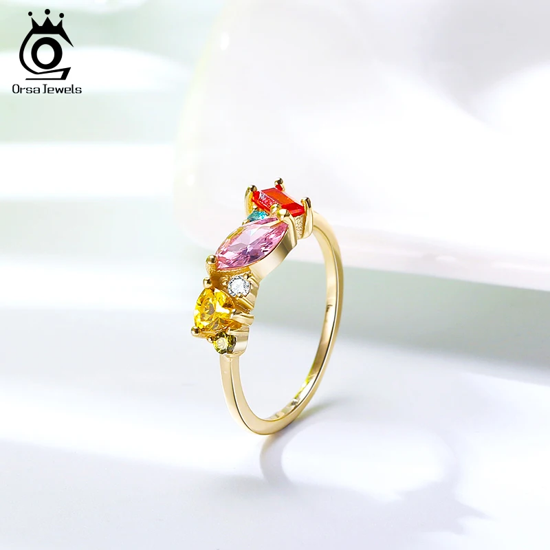 Женское кольцо с разноцветным камнем ORSA JEWELS из стерлингового серебра 925 пробы