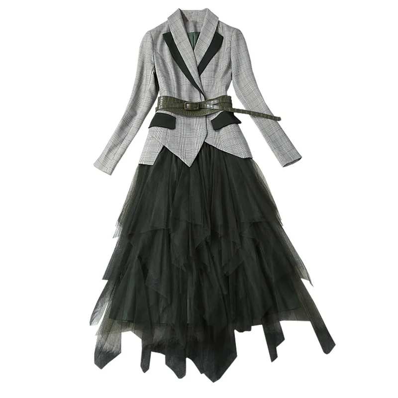 Женский костюм с юбкой комплект из 2 предметов модная офисная одежда для леди