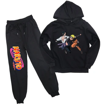 

Naruto Children Hoodies Pants 2pcs/Set Tracksuit Unsex Casual Boys Girls Streetwear for Teenager Cloth Spring Autumn Pullover
