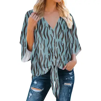 

Wholesale Cartoons Style Print Women Blouse Fashion Casual Summer Beach Chiffon Top Ladies Customized Chiffon Blouse