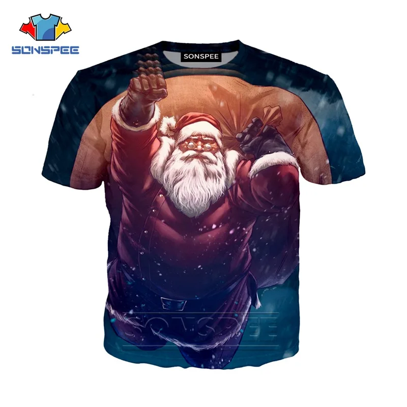 

2019 new men and women 3D printing Santa Claus gift T-shirt street clothing Harajuku fashion casual O-neck pullover s66