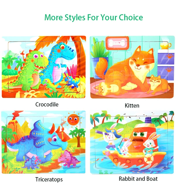 Mini Size 15*10CM Kids Toy Wood Puzzle Wooden 3D Puzzle Jigsaw for Children Baby Cartoon Animal/Traffic Puzzles Educational Toy 4