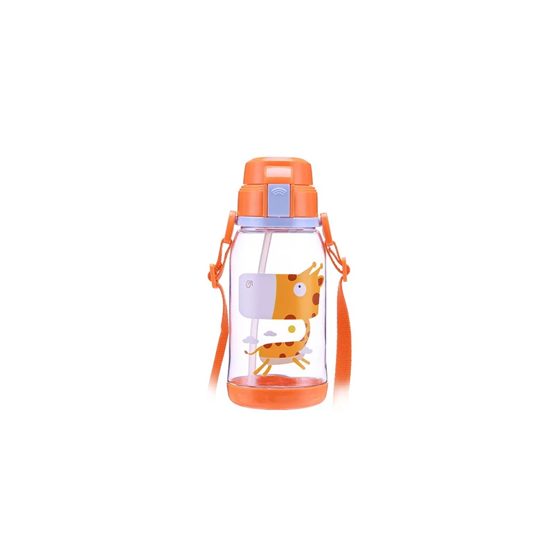 Orange 650 мл Дети питьевой мультфильм бутылки для воды BPA бесплатно пластиковая соломинка детская бутылка детский чайник переносная Спортивная бутылка - Цвет: Orange