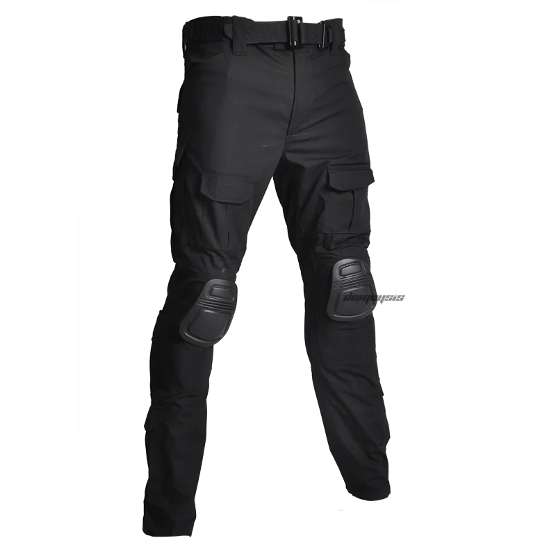 pants black Армейская Военная камуфляжная Униформа тактический боевой охотничий костюм страйкбол военная игра одежда рубашка или брюки с налокотниками наколенники - Цвет: pants black