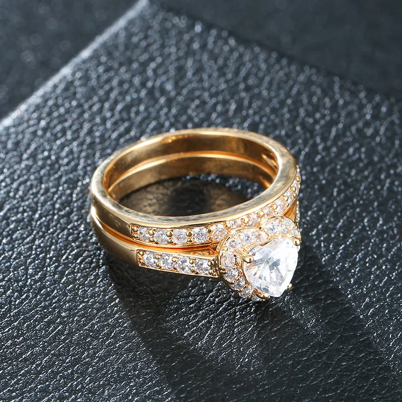 Damesring Kroon Hartvormig brumiloft Verlovingsring Ingelegd Kleurrijk Veelkleurig Strass Mode гламурный Paar Sieraden Geschenken