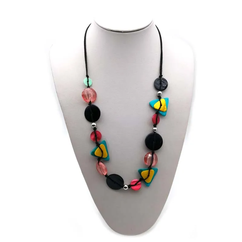 Dandie Модное Длинное ожерелье треугольник круглая ракушка и розовый браслет из цветочного бисера