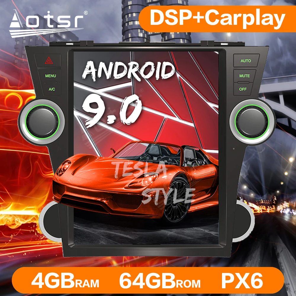 Экран Tesla для Toyota Highlander 2007 2008 - 2013 Android мультимедийный DVD-плеер Автомобильный