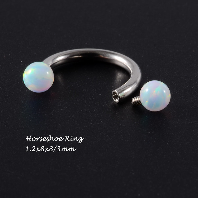 Surgical Steel Opal Stone Nose Stud Septum Clicker Rings Lip Ear Tragus Cartilage Helix Lobe Earrings Piercing Body Jewelry
