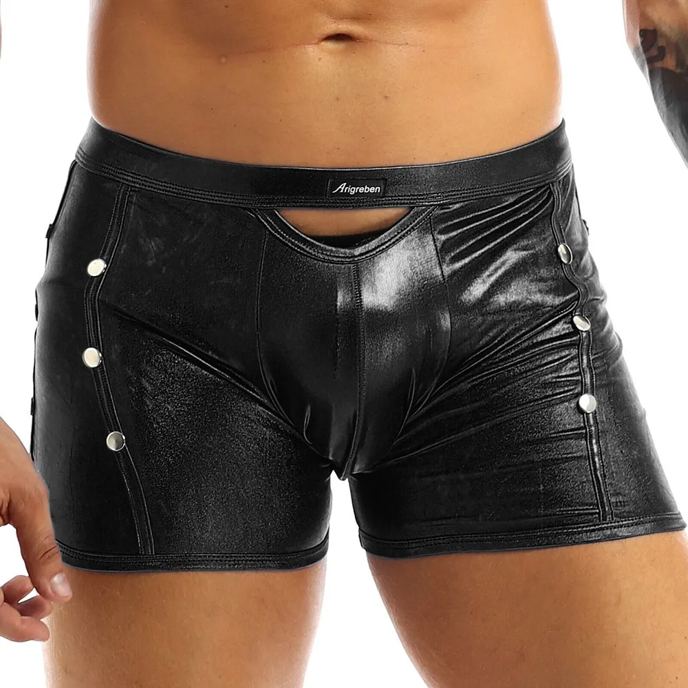 2021 латексное Мужское нижнее белье из искусственной кожи боксеры Короткие