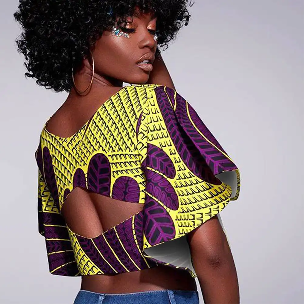 africa cut out crop top