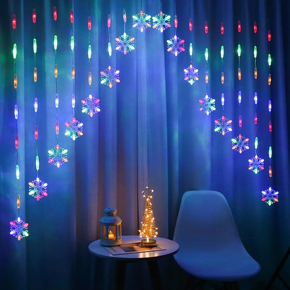Snowflake Star Net Mesh Curtain LED Fairy Lights Wedding Xmas Garden Party Decor 
