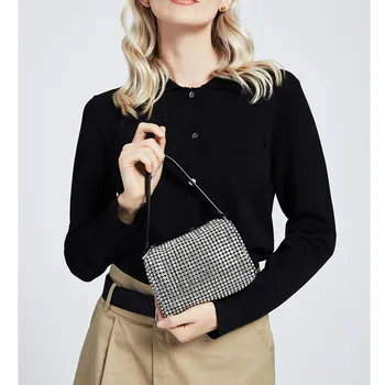 

2020 Women's Fashion Evening Clutch Bag Handmade Full Rhinestones Flap Handbag Shining Crossbody Bag Shoulder Bag Party Wedding