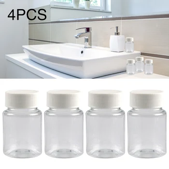 

4Pcs Pills Wide Mouth Empty Refillable Storage Container Plastic Bottle 50ml Cosmetic Liquid Disposable Alcohol
