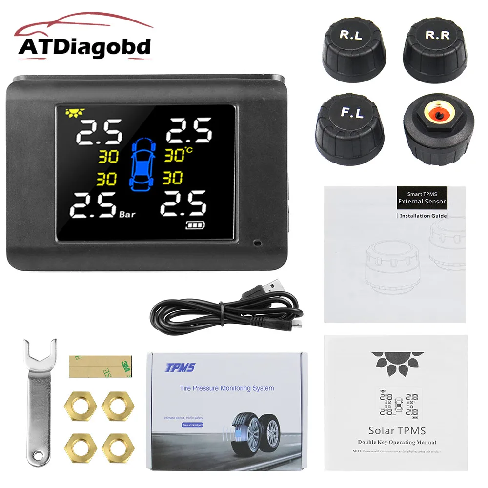 Система контроля давления в шинах автомобиля 2020 TPMS со светодиодным дисплеем 4