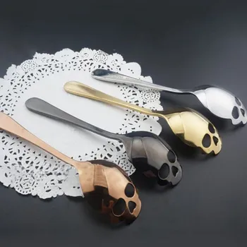 

1 Pc Gothic Stainless Steel Skull Shape Coffee Spoon Kitchen Supplies Long Handle Teaspoon Drink Tableware Coffee Spoon