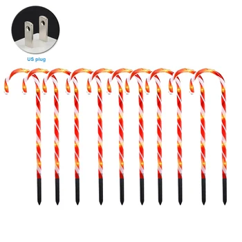 

Indoor Plug-In Candy Christmas Lights PVC Outdoor Pathway Gift Party With Stakes Home Decor Cane Lamp Yard Lawn Wedding Led