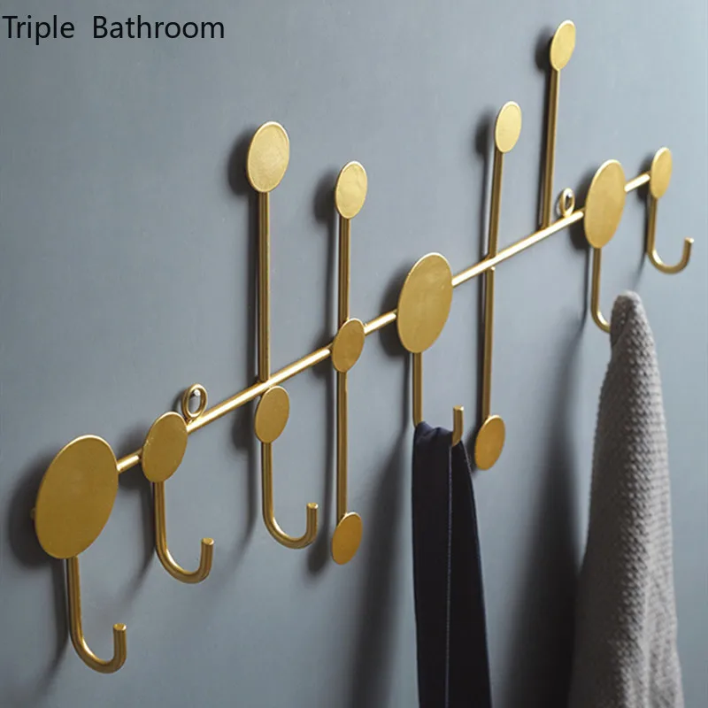 

Light luxury Towel Rack Hook Wrought iron Punch-free Household kitchen organizer Bathroom Towels Clothing Storage hook up