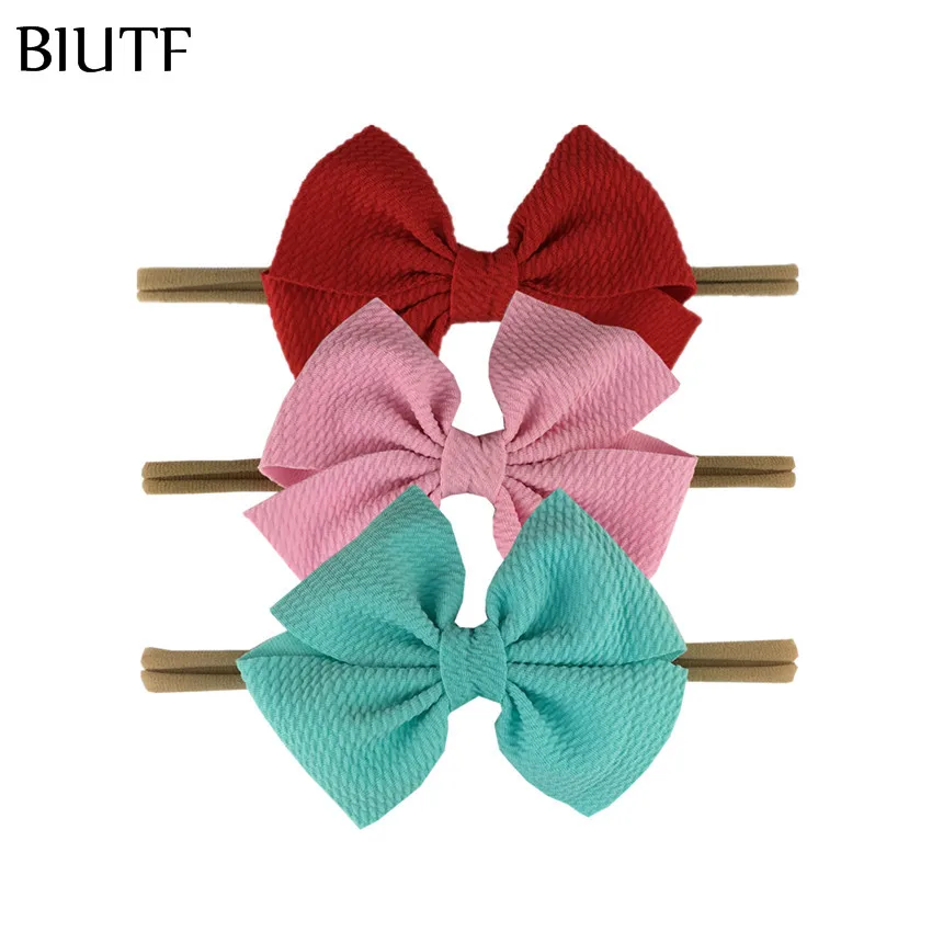 30 шт./лот You Pick Color Tan Nylon Headabnd with 5 ''Seersucker вафельный бант для волос Детский