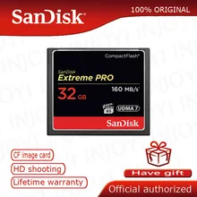 Sandisk Extreme Pro CF карт 64 ГБ 32 ГБ оперативной памяти, 16 Гб встроенной памяти, 128 Гб карта памяти Compactflash до 160 МБ/с. читать Скорость для богатых 4K и записи видео в формате Full HD