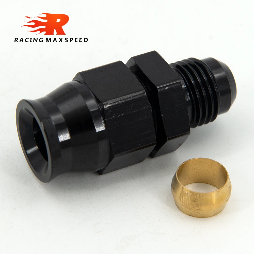 Oil Line Fitting Adapter AN6 AN8 AN10 Male Flare to 5/16" 3/8" Fuel Hardline Tube Fitting Adapter Connector Alloy Black 5/16" 3/8" inch OD Alloy Tube