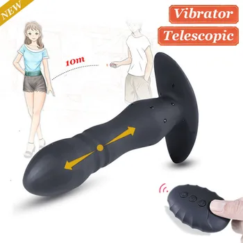 Anal Vibrator Male Prostate Massager Telescopic Dildo Vibrators Wireless Remote Control ButtPlug Vibrator Sex Toys For Men Woman 1