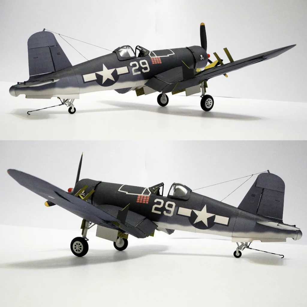 1:33 США F4U-1A пират Shipborne Fighter DIY 3D бумажная карточка Модель Строительный набор образовательных игрушек военная модель строительные игрушки