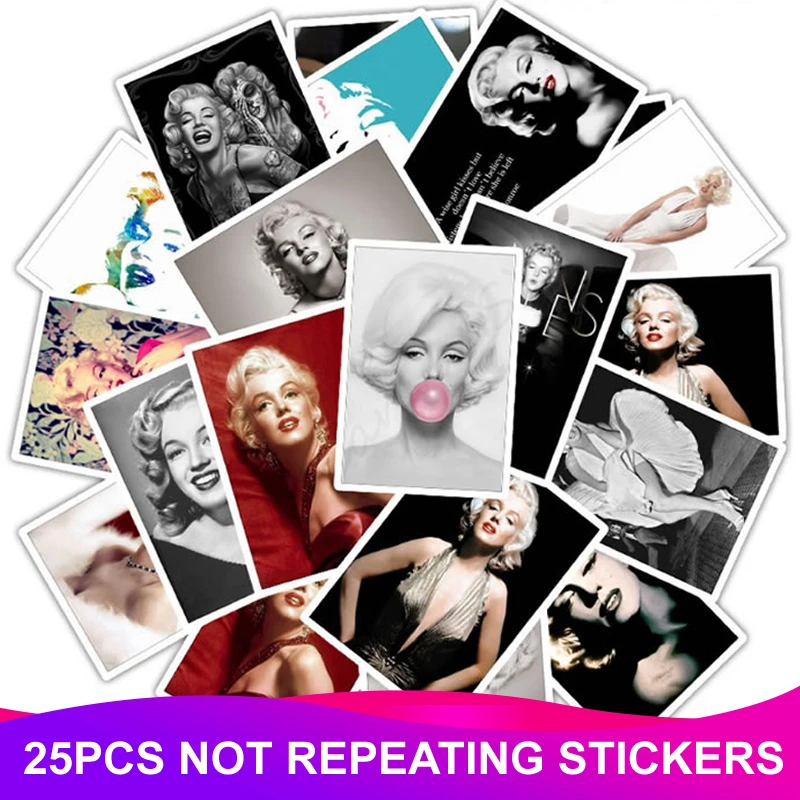 25pcs Pack Marilyn Monroe Stickers Waterproof PVC Luggage Motorcycle Laptop Skateboard Guitar Water Bottle Vsco Girl Sticker Toy - Цвет: Marilyn Monroe 25pcs