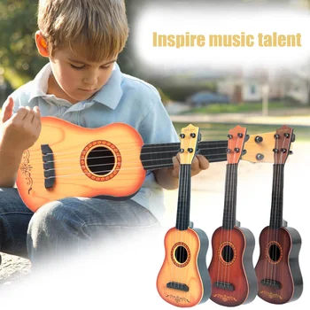 

Kids Plastic Mini 16 Inch Imitation Wood Grain Guitar Ukulele Musical Steel Wire 4 Strings Acoustic Stringed Instruments Toy