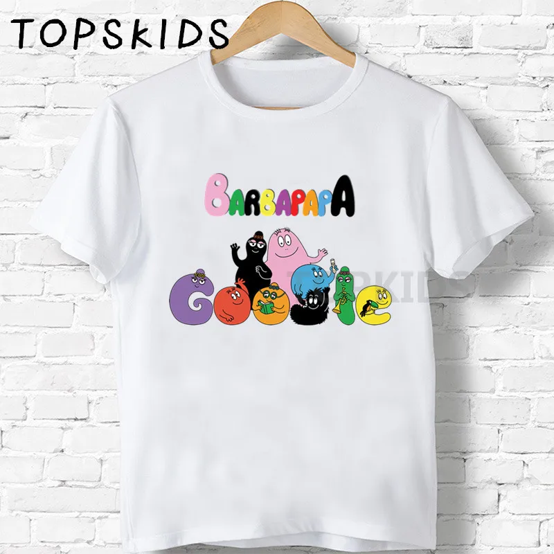 Детские футболки с принтом «Barbapapa» Забавные топы для маленьких мальчиков и девочек, детская летняя футболка с короткими рукавами HKP5162