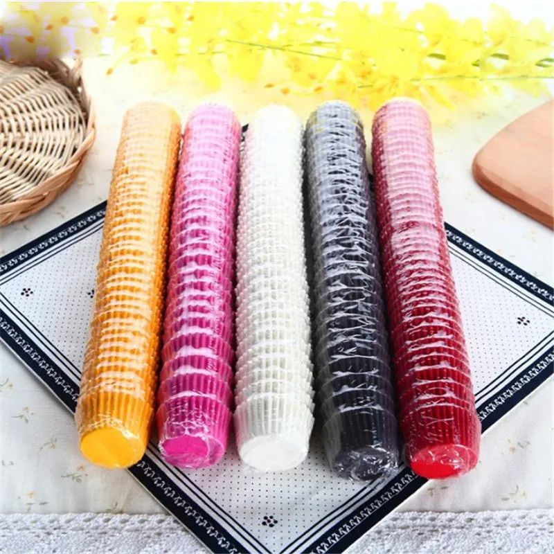 1000PCS Mini Liners Chocalate Paper Baking Cupcake Solid Color Cases Muffin Cake