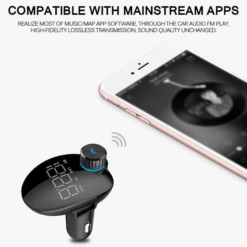 Беспроводной Bluetooth 5,0 AUX Автомобильный MP3-плеер двойной USB зарядное устройство Bluetooth Hands-free FM передатчик модулятор ЖК-экран