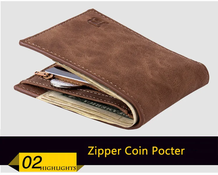 RFID защита от кражи монета сумка на молнии мужские кошельки с карманом ID Блокировка мини тонкий кошелек автоматический всплывающий кошелек для кредитных карт