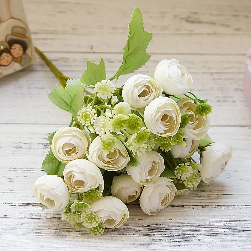 Маленькие чайные цветки розы Искусственные цветы Свадебные аксессуары оформление декоративные цветочные вазы для домашнего декора искусственные растения
