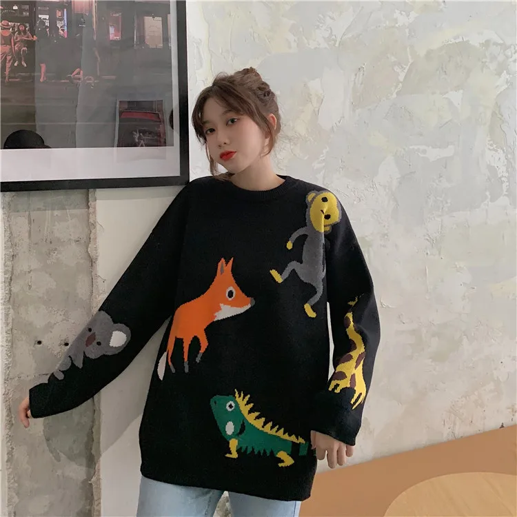 FREE SHIPPING Funny Animal Cartoon Embroidery Sweaters JKP4770