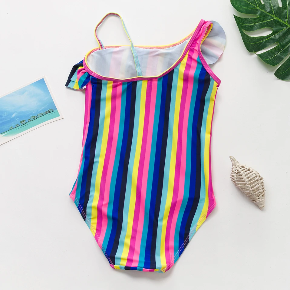 Коллекция года, летний купальник-бикини для девочек, цельный купальный костюм со звездами для девочек возрастом от 3 до 14 лет, одежда для купания для девочек, детская Beachwear-SW103